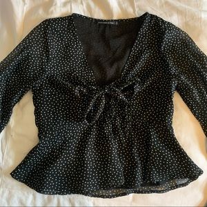 Abercrombie & Fitch Polka Dot Black & White Blouse